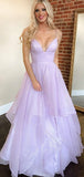 Charming A-line Sparkly Sequin Spaghetti Straps Simple Modest Party Long Prom Dresses PD313