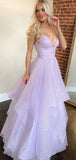 Charming A-line Sparkly Sequin Spaghetti Straps Simple Modest Party Long Prom Dresses PD313
