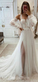 Charming A-line Unique Design Garden Country Beach Vintage Long Wedding Dresses WD346