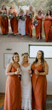 Charming Burnt Orange Simple New Floor-Length Elegant Long Popular Bridesmaid Dresses BD218