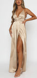 Charming Champagne Spaghetti Straps Simple Best Elegant Long Popular Bridesmaid Dresses BD216