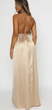 Charming Champagne Spaghetti Straps Simple Best Elegant Long Popular Bridesmaid Dresses BD216