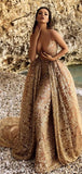 Charming Detachable Gold Gorgeous Fashion Evening Prom Dresses PD035