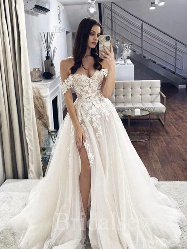 Vintage off the shoulder wedding dress on sale