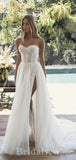 Charming Elegant Best Vintage Dream Beach Slit Long Wedding Dresses, Bridal Gown WD463