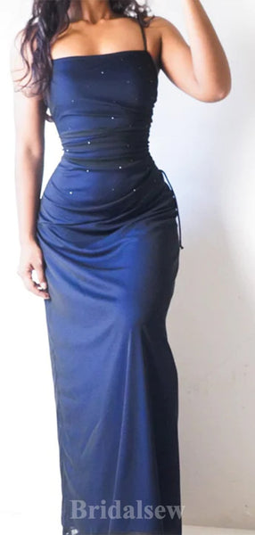 Pretty Spaghetti Straps Pink Chiffon Beaded Mermaid Evening Dress Formal Birthday Outfits SP660