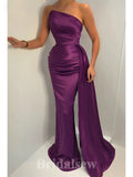 Charming Elegant Purple Strapless Modest Unique Mermaid Long Party Evening Prom Dresses, PD1264