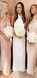 Charming Halter Simple Unique Best Elegant Long Popular Bridesmaid Dresses BD215