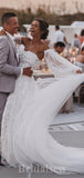 Charming Lace Appliques Mermaid Detachable Princess Classy Fairy Beach Vintage Long Wedding Dresses WD339