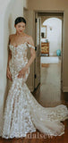Charming Lace Mermaid Off the Shoulder Elegant Classy Fairy Beach Vintage Long Wedding Dresses WD340