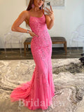 Charming Lace Mermaid Spaghetti Straps New Elegant Long Party Evening Prom Dresses PD973