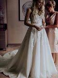 Chic A-line Lace Vintage Sweetheart Beach Dream Wedding Dresses WD019