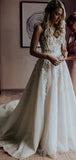 Chic A-line Lace Vintage Sweetheart Beach Dream Wedding Dresses WD019