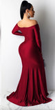 Charming Long Sleeves Off the Shoulder Mermaid Unique Elegant Formal Black Girls Slay Satin Evening Long Prom Dresses PD535
