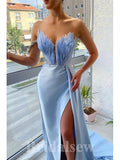 Charming Mermaid Blue Unique Fashion Best Slit Long Women Evening Prom Dresses PD724