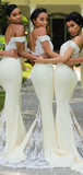 Charming Mermaid Off the Shoulder Yellow Long Bridesmaid Dresses BD058