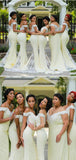 Charming Mermaid Off the Shoulder Yellow Long Bridesmaid Dresses BD058
