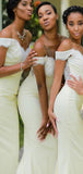 Charming Mermaid Off the Shoulder Yellow Long Bridesmaid Dresses BD058
