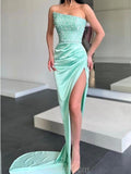 Charming Mermaid Sequin Black Girl Modest Party Long Prom Dresses, Evening Dress PD445