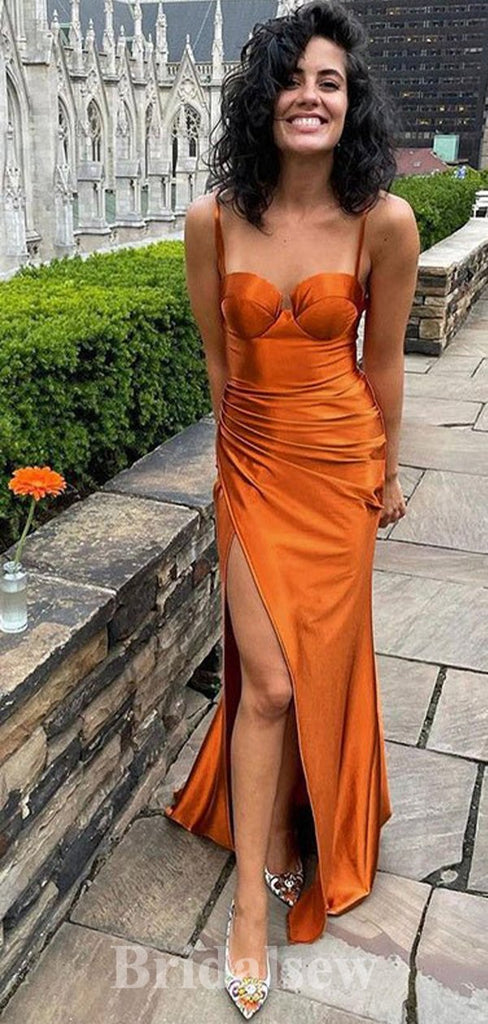 Burnt Orange One Shoulder Tea Length Satin Dress | Orange bridesmaid dresses,  Burnt orange dress, Orange dress outfits