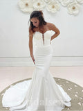 Charming Plus Size Mermaid Classic Fitted Beach Vintage Long Wedding Dresses WD388