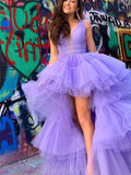 Charming Purple High-Low Fashion Unqiue Prom Dresses Online PD076