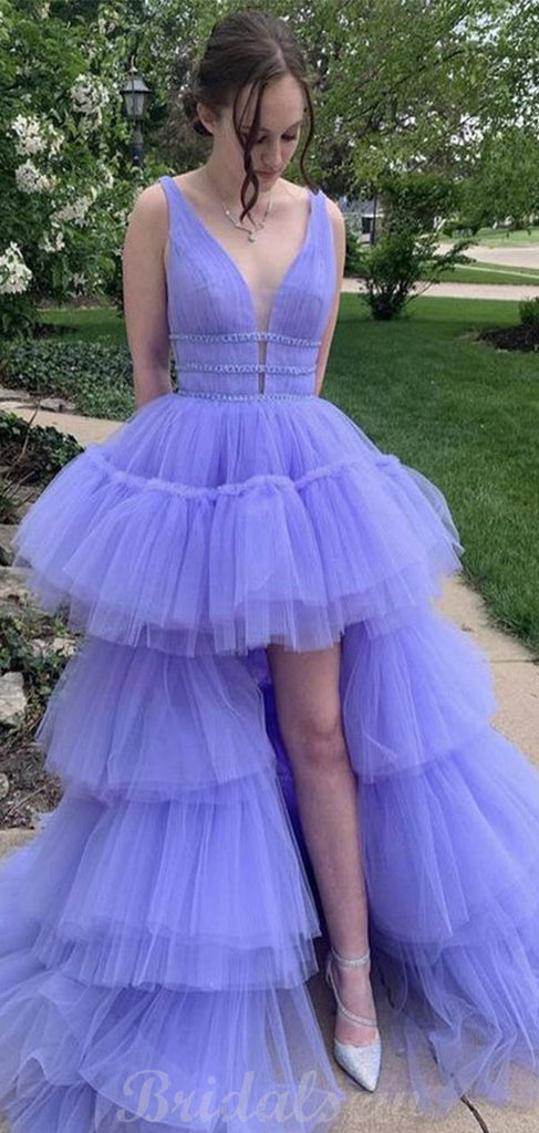 Purple Off the Shoulder A-line Sparkly Tulle Modest Party Long Prom Dr –  bridalsew
