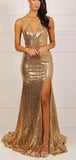 Charming Sequin Mermaid Sexy Simple Evening Prom Dresses PD037