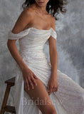 Charming Sequin Sparkly Women Long Prom Dresses, Off the Shoulder Wedding Dresses PD566