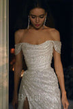 Charming Sequin Sparkly Women Long Prom Dresses, Off the Shoulder Wedding Dresses PD566