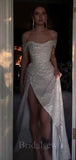 Charming Sequin Sparkly Women Long Prom Dresses, Off the Shoulder Wedding Dresses PD566