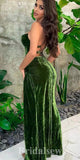 Charming Simple Mermaid Spaghetti Straps Velvet Party Popular Long Prom Dresses PD1095
