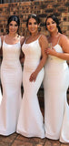 Charming Spaghetti Straps Simple Plus Size Elegant Long Simple Bridesmaid Dresses BD223