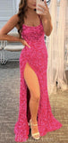 Charming Straps Sequin Sparkly Mermaid Elegant Formal Long Prom Dresses, Evening Dress PD423