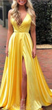 Cheap A-line Yellow Modest Simple Prom Dresses Online PD048