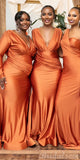 Cheap Mismatched Soft Satin Mermaid Elegant Long Formal Bridesmaid Dresses BD141