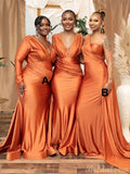 Cheap Mismatched Soft Satin Mermaid Elegant Long Formal Bridesmaid Dresses BD141