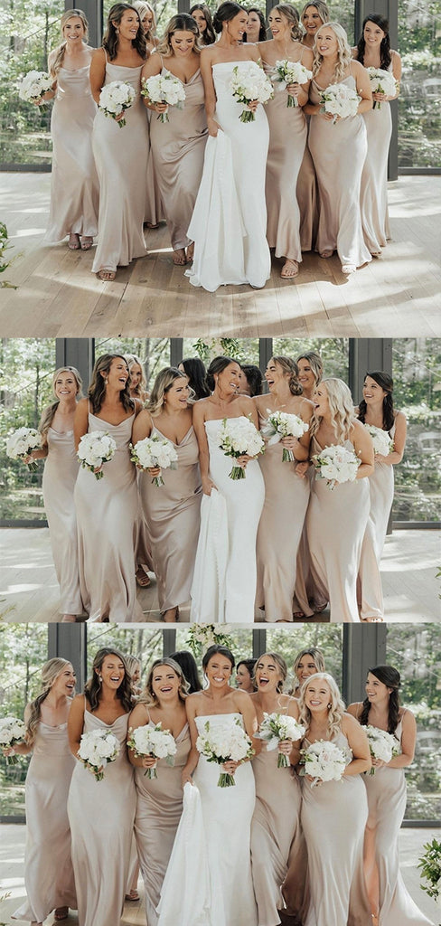 Cheap Simple Spaghetti Straps New Plus Size Elegant Long Formal Bridesmaid Dresses BD212
