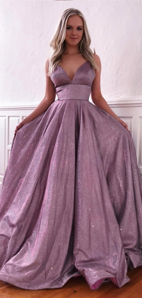 Chic A-line Sparkly Sequin Modest Long Stunning Prom Dresses PD146