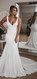 Chic Mermaid Beach Satin Long Cheap Long Wedding Dresses, Bridal Gown WD088