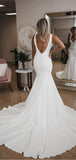 Chic Mermaid Beach Satin Long Cheap Long Wedding Dresses, Bridal Gown WD088