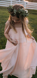 Chiffon Blush Pink Popular Flower Girl Dresses Online FG001