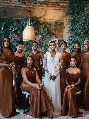 Chocolate Convertible Custom Mermaid Long Formal Bridesmaid Dresses BD090