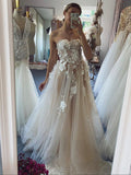 Custom A-line Plus Size Elegant Vintage Beach Long Wedding Dresses WD188