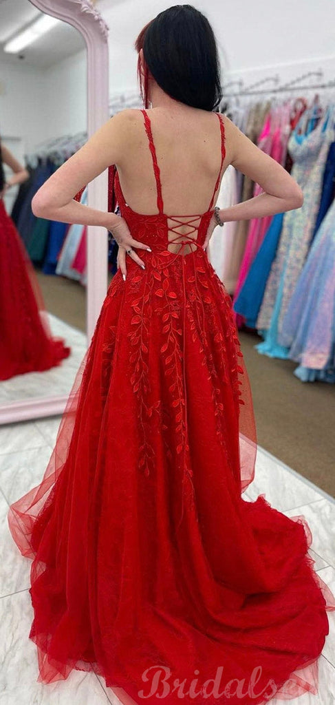 Custom A-line Red Lace Hot Sale Party Black Girls Slay Evening Long Prom Dresses PD505