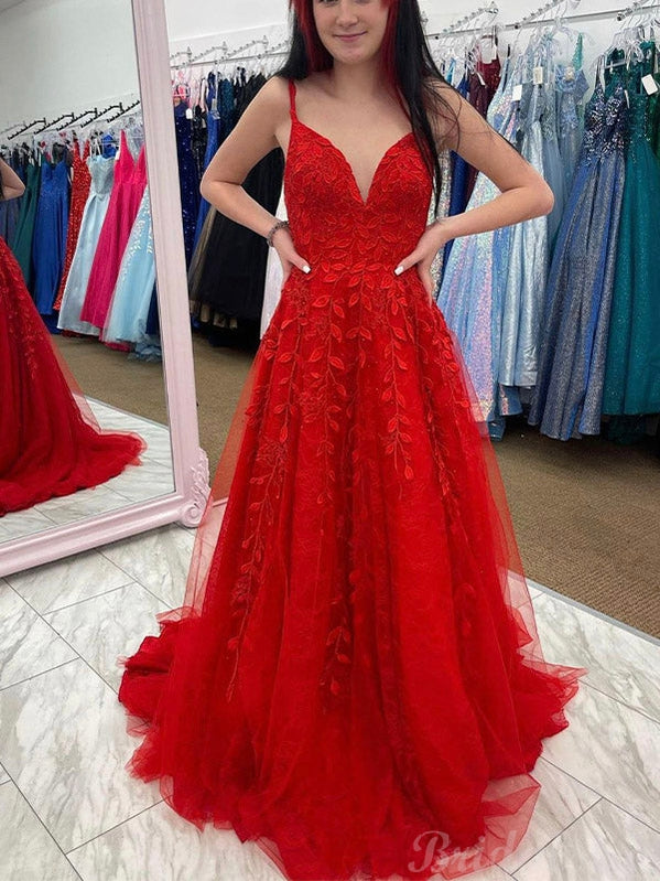 Custom A line Red Lace Hot Sale Party Black Girls Slay Evening Long Prom Dresses PD505