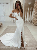 Custom Mermaid Modest Beach Long Wedding Dresses, Bridal Gowns WD104