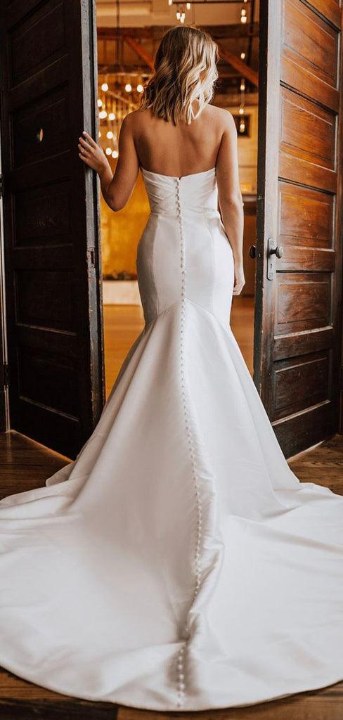 Custom Mermaid Unique Elegant Vintage Beach Long Wedding Dresses WD182