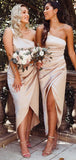 Custom One Shoulder Simple Unique Beach Short Bridesmaid Dresses BD080