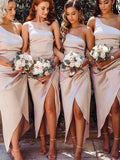 Custom One Shoulder Simple Unique Beach Short Bridesmaid Dresses BD080